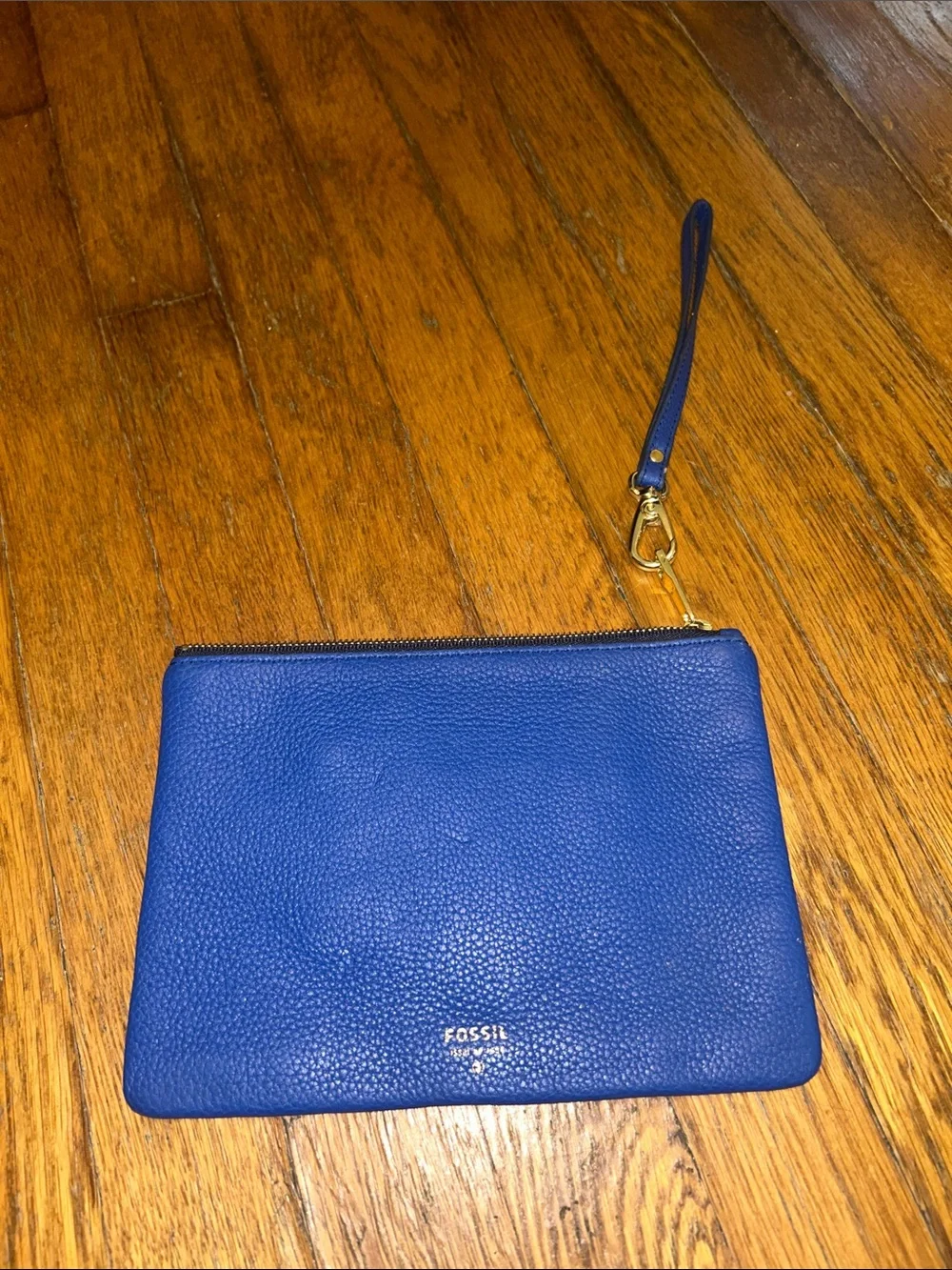 Fossil Cobalt Blue Pebbled Leather Wristlet Clutch